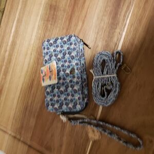 Blue Patterned Women's Wristlet And Crossbody